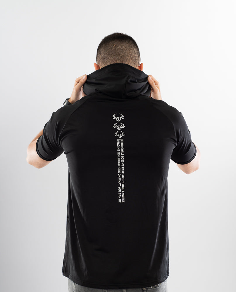 Black short sleeve hoodie tee