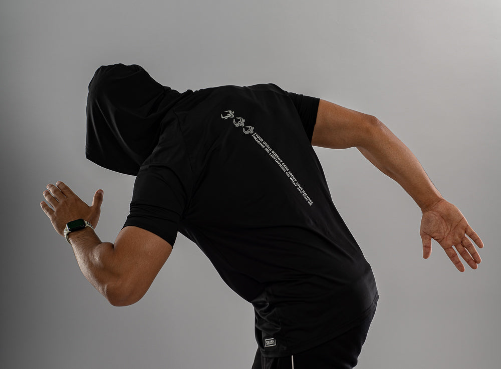 Black short sleeve hoodie tee